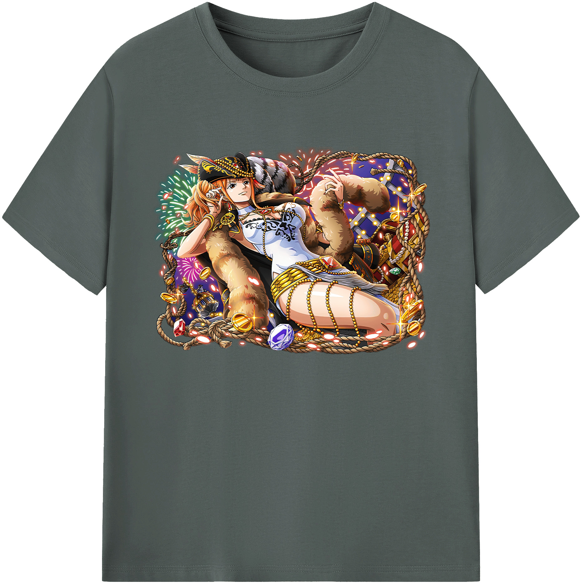 （画像用） ワンピース ナミ ONE PIECE Nami 綿100％ メンズ半袖Tシャツ｜肌触りやわらか＆通気性